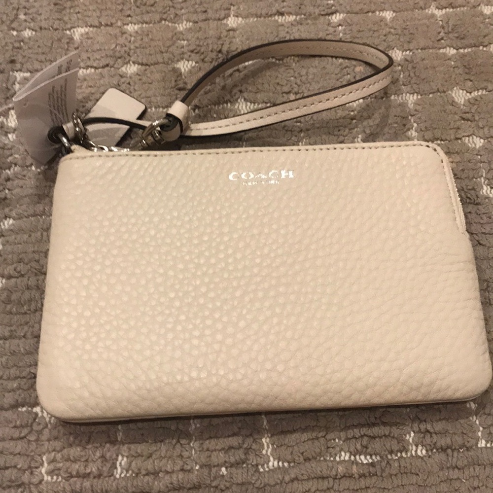 Coach off white wristlet NWT
